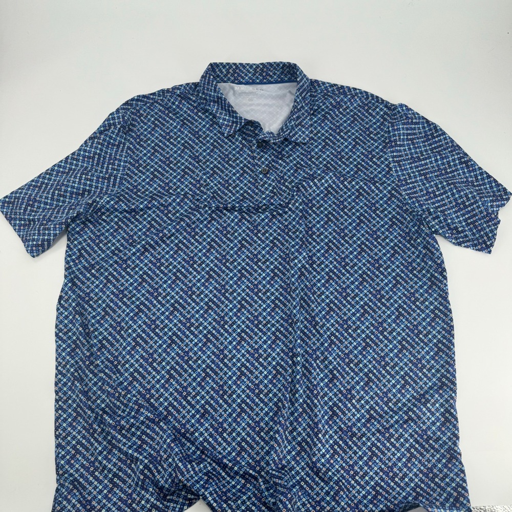 Maelreg Performance Polo Shirt Mens 3XL‎ Blue Pattern Golf